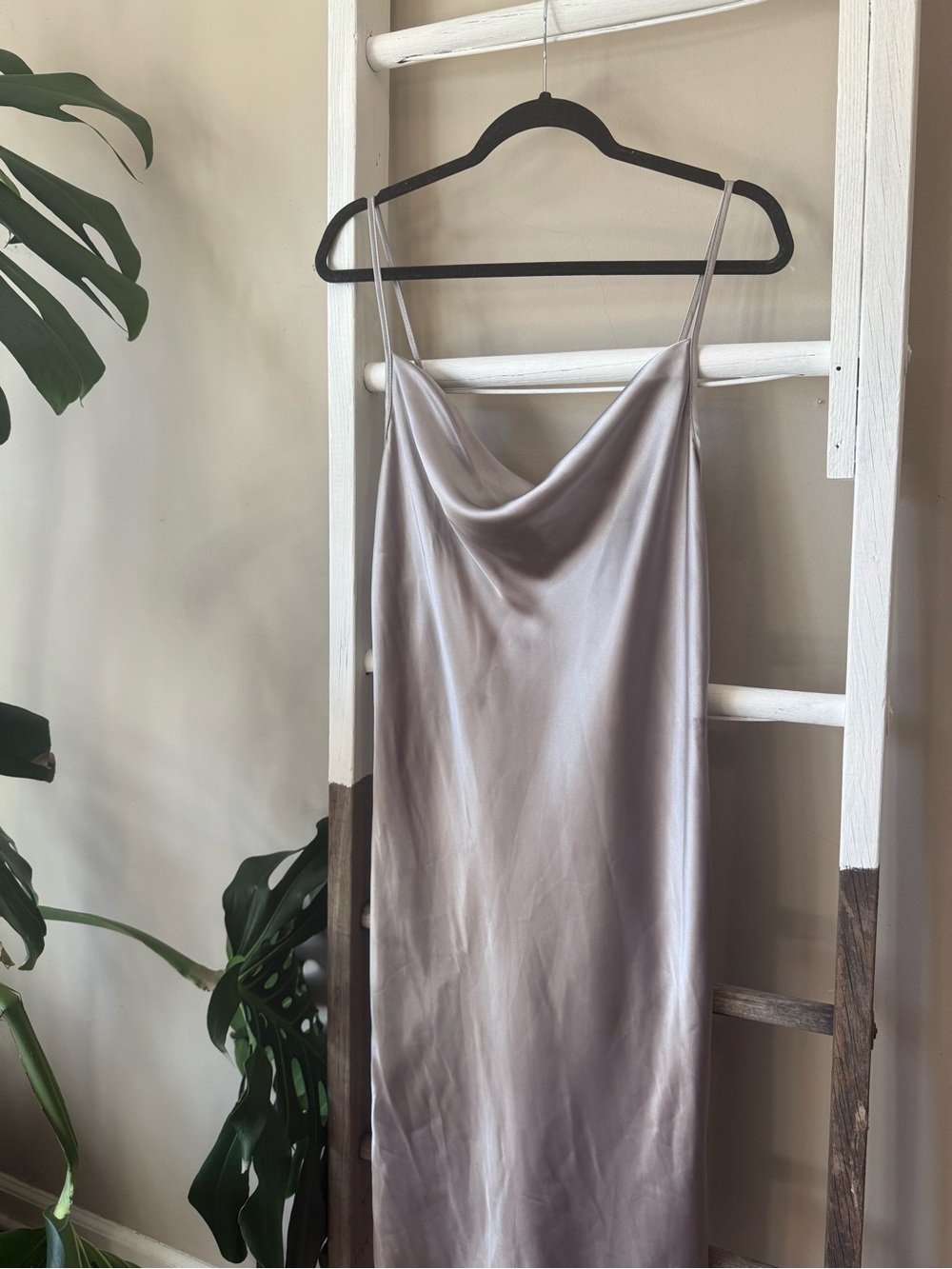 Silky Cowl Midi Slip Dress - Taupe